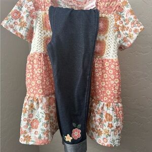 Floral Toddler Shirt with Denim Capri Leggings